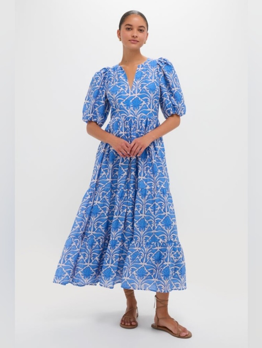 English Factory Blue Geo Floral Cara Maxi Dress